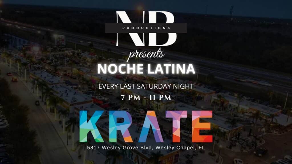 NB Production presents Noche Latina every last Saturday night from 7pm to 11pm at Krate at the Grove