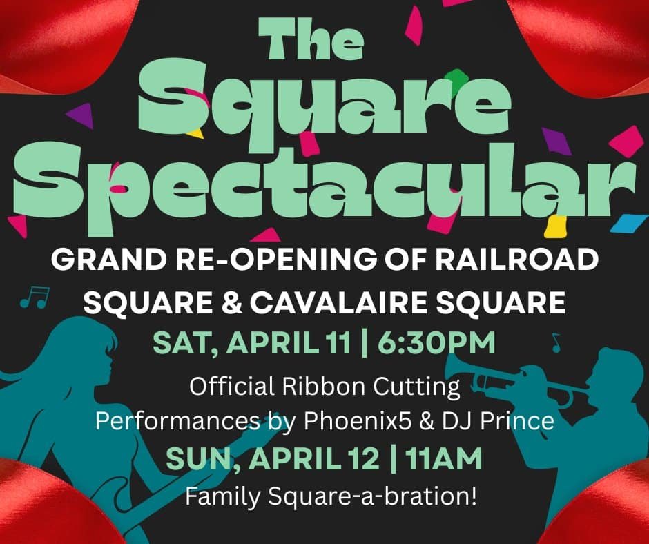 The Square Spectacular grand re-opening of Railroad Square & Cavalaire Square in Downtown New Port Richey on Saturday April 11, 2026 and Sunday April 12, 2026. Official ribbon cutting, concerts, and family fun events!